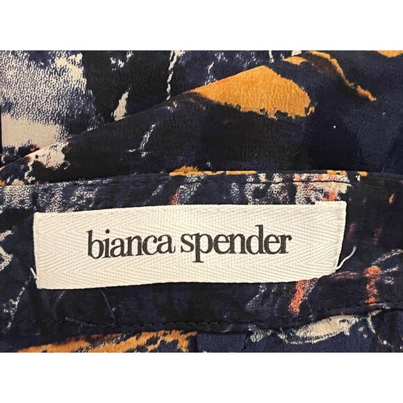 Bianca Spender Lightweight Silk Blend Navy Orange White Abstract Pants 28" x 27" - Picture 6 of 6